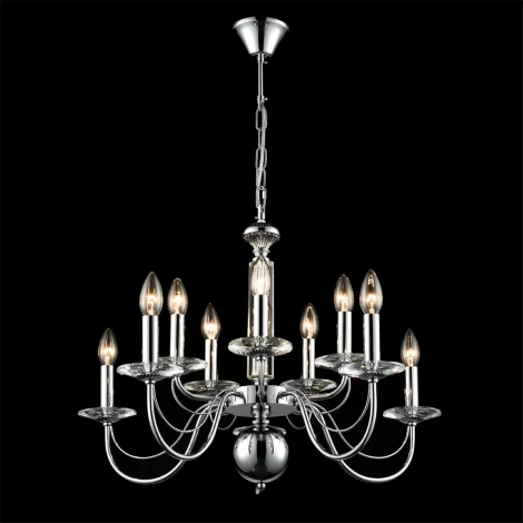 Подвесная люстра Lumion Incanto 8034/10 хром, металл/стекло Е14 10*40W 220V (на цепи, подсвечник, свеча)