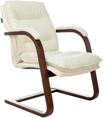 Кресло Бюрократ T-9927WALNUT-AV слоновая кость кожа крестовина дерево