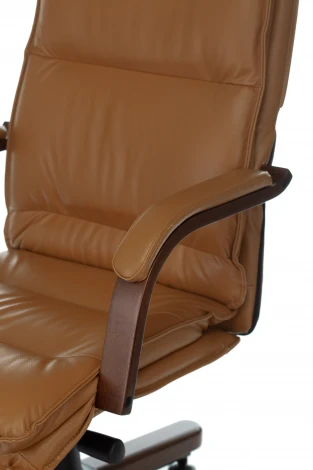 Кресло руководителя Бюрократ T-9927WALNUT горчичный кожа крестовина металл/дерево