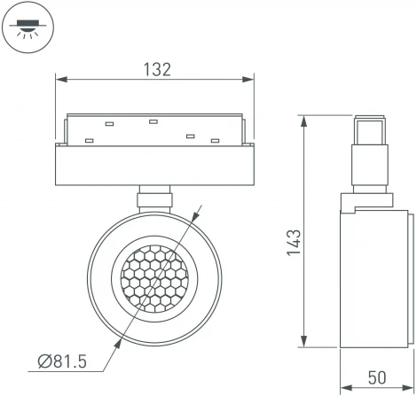 Трековый светильник магнитный MAG-ORIENT-POINT-R80-12W Day4000-MIX (BK, 18 deg, 48V, TUYA Zigbee) (Arlight, IP20 Металл) 047143 (LED, управление смартфоном, умный дом - Tuya Smart)