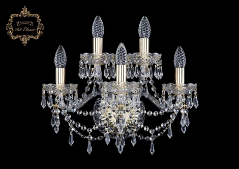 Бра Art Classic 10.23 10.23.3+2.165.Gd.Dr (220V, хрусталь, подвески, подсвечник, свеча)