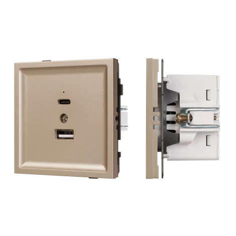 Механизм USB розетки SCT-TENDO-MUAC-PL-GD (5V, 3A, QC3) (Arlight, Песочный) 054097