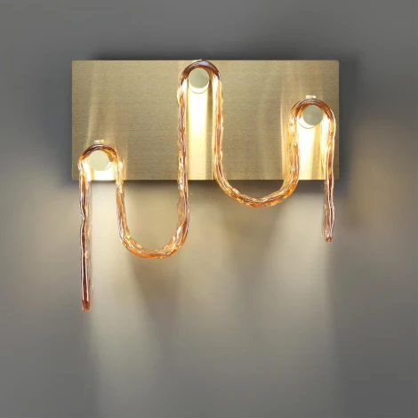 Настенный светильник светодиодный Odeon Light Flow 5105/16WL золотой брашинг/янтарный металл/стекло LED x 16W 4000K (220V)