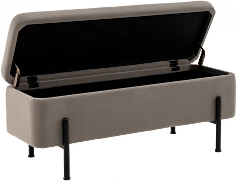 Банкетка Stool Group Болейн с ящиком велюр серый черные ножки арт.УТ000040204