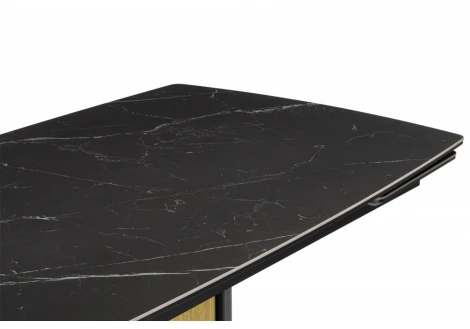 Керамический стол Бовер 180(220)x90 черный мрамор / черный / дуб натуральный 631623