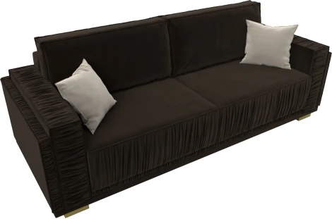 Диван прямой Лига-044 (Коричневый,Бежевый/Микровельвет) Лига Диванов арт.122260