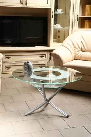 Стол журнальный Дуэт 4 металлик/ прозрачное от фабрики Mebelik