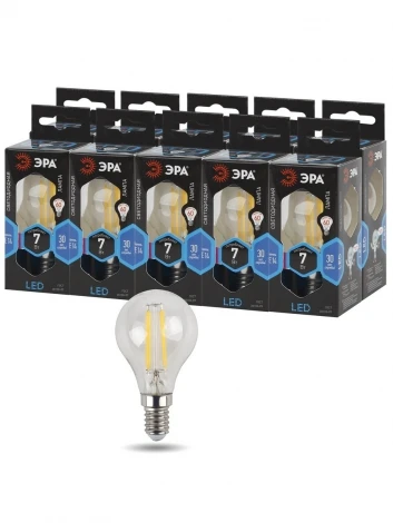 Лампочка светодиодная филаментная E14 7W ЭРА F-LED P45-7W-840-E14