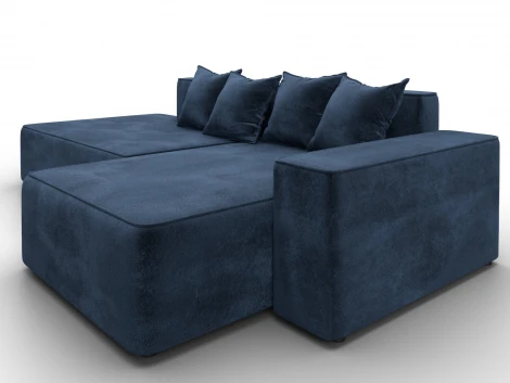 Диван угловой Лига-079 угол правый (ДСП/Пластик/Велюр/Синий) Лига Диванов 129822