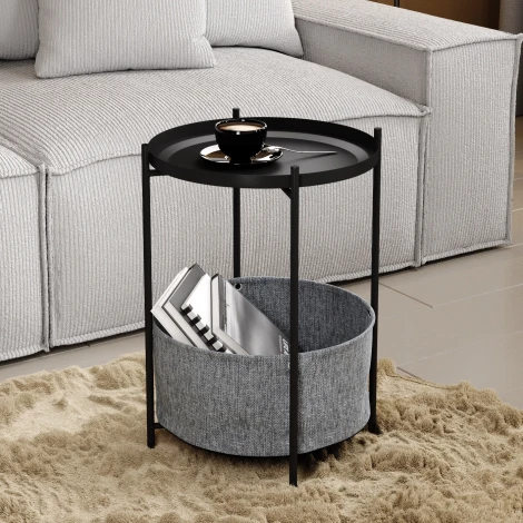 Стол журнальный Берген рогожка 82/39/черный муар Mebelik арт.008937