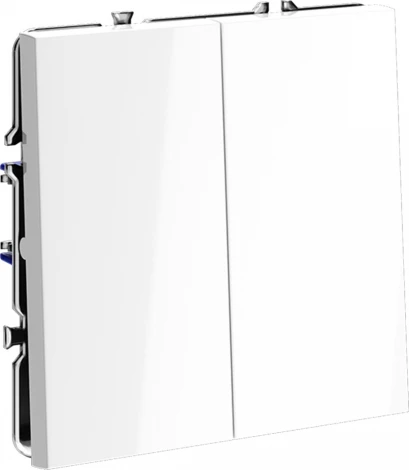 Проходной переключатель двухклавишный (белый глянцевый) Voltum S70 VLS020301