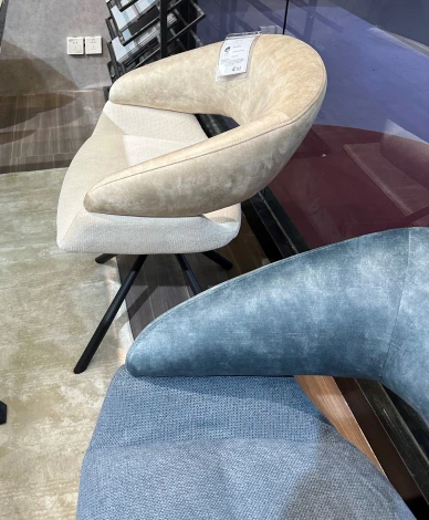 Стул M-City EMBER 360 град. поворот. 7525-01 Бежевый, велюр/ ENJOY-100 Белый, ткань/ Черный