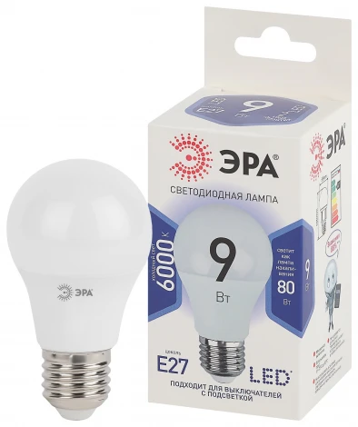 Лампочка светодиодная E27 9W ЭРА LED A60-9W-860-E27