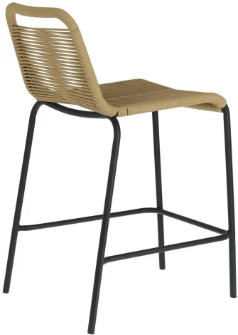 Барный стул La Forma (ex Julia Grup) Lambton (Черный,Бежевый,Коричневый/ Металл,Веревка,Сталь)