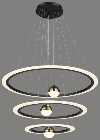Подвесной светильник ярусный Velante 431-303-06 (LED, 220V, пульт управления, на тросе, шарики, кольцо)