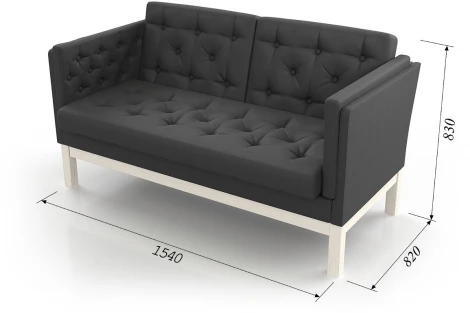 Диван Arsko Айверс М беленый дуб черная рогожка