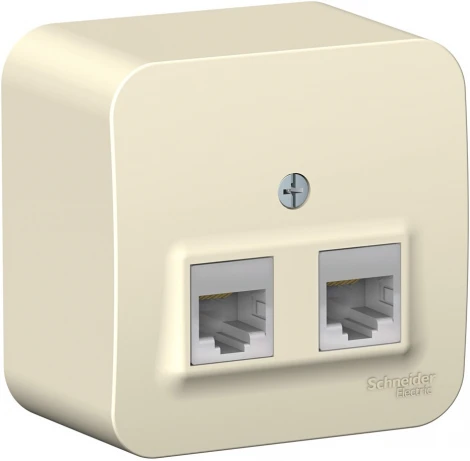 Розетка накладная двойная Ethernet RJ-45 (молочный) Systeme Electric Blanca BLNIA045452