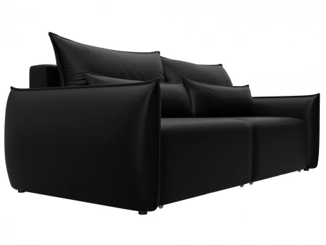 Диван прямой Лига-051 НПБ (ЛДСП,Брус,Фанера/Пластик/Экокожа/Черный) Лига Диванов 129880