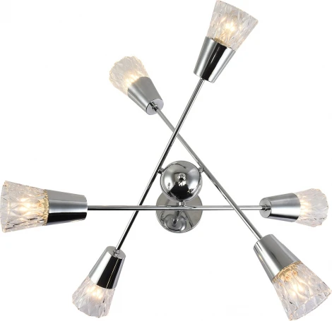 Потолочная люстра на штанге Escada Mirth 541/6 6х40Вт Е14, металл/стекло, хром