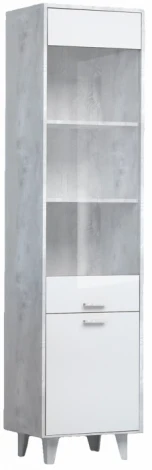 Шкафы Woodville Эго ПС-1 на ножках бетон светлый / белый глянец