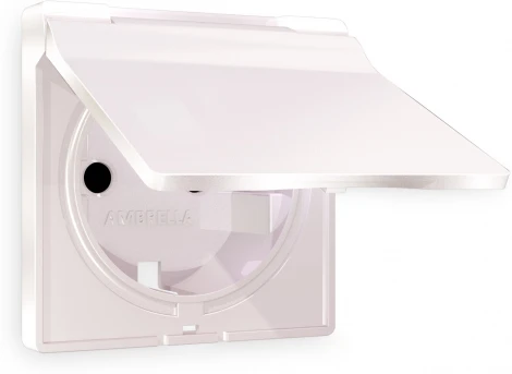 Лицевая панель Ambrella Volt ALFA (Жемчуг) для электрической розетки с заземлением со шторками и крышкой IP44 QUANT AP2080