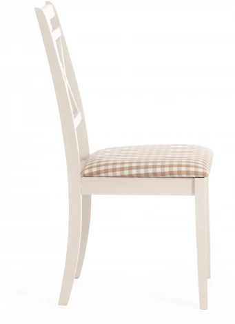 Стул Picasso (PC-SC) дерево гевея, 45х53х97см, ivory white (слоновая кость 2-5), ткань: клетка мелкая (S505-18) Tetchair 12349