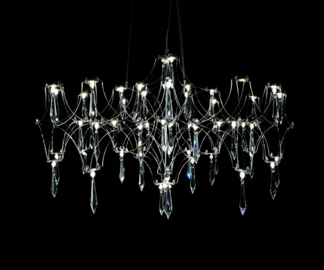 Подвесная люстра диммируемая Kink Light Галанта 07882-63,02(21) хром Led 36*0,5W с пультом ДУ (регулировка яркости, 220V, умный дом - SmartLamp, на тросе)