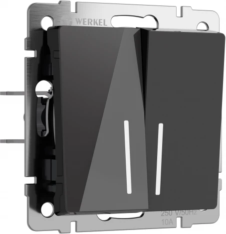 Выключатель двухклавишный с подсветкой (черный акрил) Werkel W1120148 (a064038)