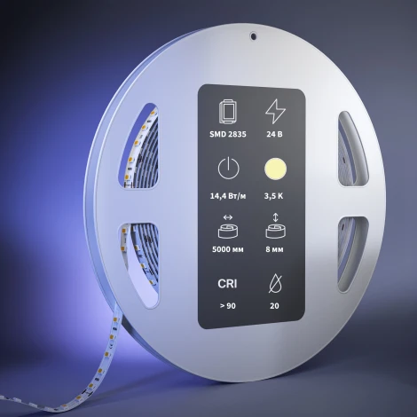 Светодиодная лента Ультра 24В 2835 14,4Вт/м 3500К 5м Maytoni Led Strip 201330