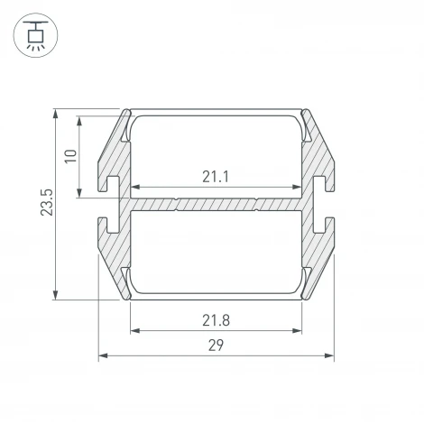 Профиль PLS-LOCK-DUAL-2000 ANOD (Алюминий) 032864 Arlight
