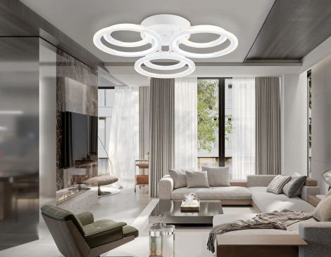 Потолочная люстра светодиодная на штанге с пультом Ambrella ACRYLICA FA8943 (регулировка яркости, 220V, кольцо)