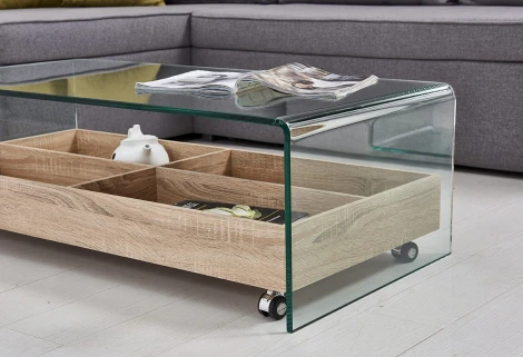 Стол журнальный ESF F-GW606 прозрачный/МДФ,Стекло