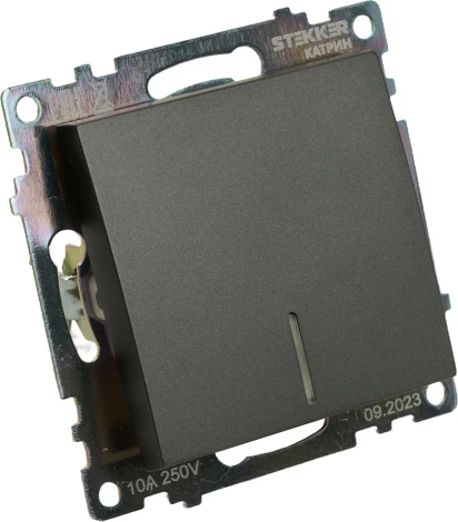 Выключатель одноклавишный с подсветкой (графит) Stekker Катрин 49408