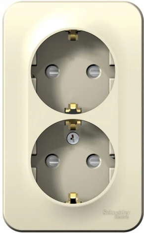 Розетка накладная двойная с заземлением и шторками (молочный) Systeme Electric Blanca BLNRA011212