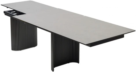 Стол M-City RAGNAR 180 цвет 1699 Серая кожа, керамика / Темно-серый каркас