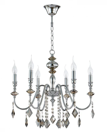 Подвесная люстра Crystal Lux MERCEDES SP6 CHROME/SMOKE (220V, на цепи, свеча)