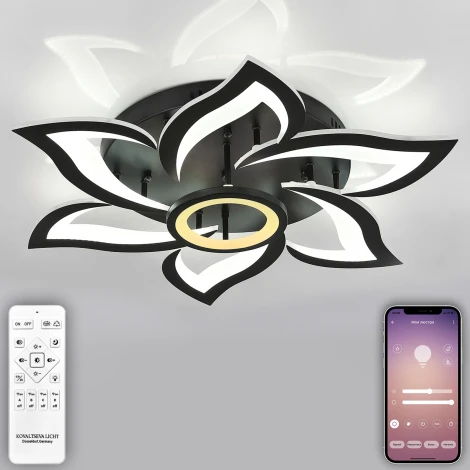 Потолочная люстра Natali Kovaltseva Olimp HIGH-TECH LED LAMPS 82020 BLACK (регулировка яркости, 220V, пульт управления, цветы)