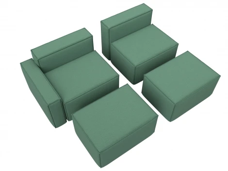 Диван угловой модульный Лига-063 угол левый (ДСП/Пластик/Рогожка/Зеленый) Лига Диванов 129787L