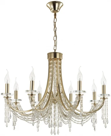 Подвесная люстра Odeon Light Capel 5063/8 золото/прозрачный/металл/хрусталь E14 8*40W (220V, подвески, на цепи, подсвечник, свеча)