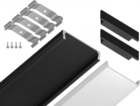 Алюминиевый профиль накладной для светодиодной ленты до 20мм Ambrella Illumination GP1800BK