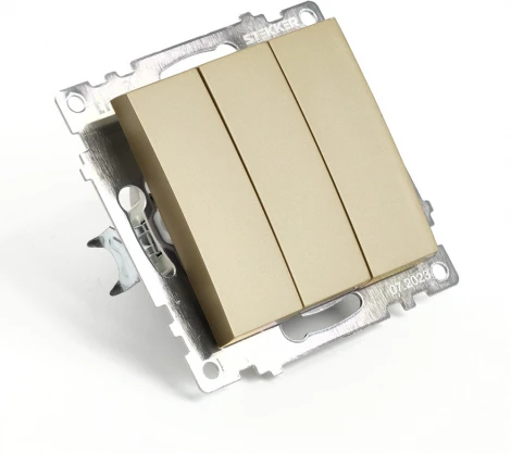 Выключатель трехклавишный (золото) Stekker Катрин 49219