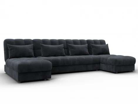 Диван П-образный Лига-116 НПБ (ДСП,ЛДСП,Велюр/Темно-серый) Лига Диванов 137313