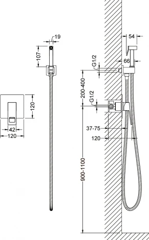 Гигиенический душ Timo Briana 7189/00SM со смесителем, С ВНУТРЕННЕЙ ЧАСТЬЮ, хром