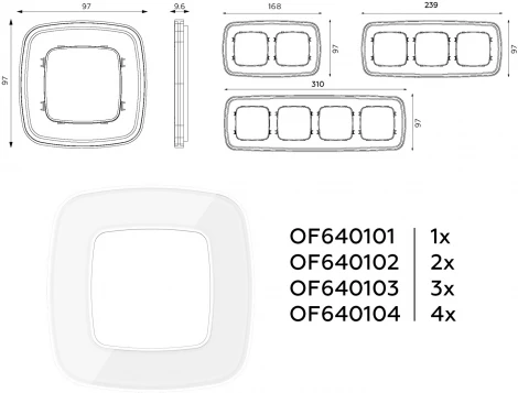 Рамка Ambrella Volt OMEGA Coint (Белый Стекло органическое) 4-ая OF640104