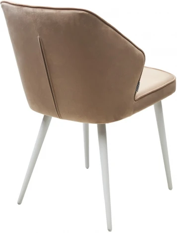 Стул M-City SEATTLE-V БЕЖЕВЫЙ #5, велюр / белый каркас