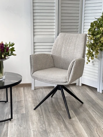 Стул M-City YOZEF 360 град. поворот. KN01-04 Светло-серый, ткань / Черный