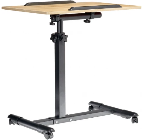 Стол многофункциональный на колёсах, 60x40 см, «РОЛЛИНГ»1 ножка, регул.высота, наклон столешницы, ограничит., мдф, металл, св.дерево, черный Bradex Home РОЛЛИНГ TD 0783