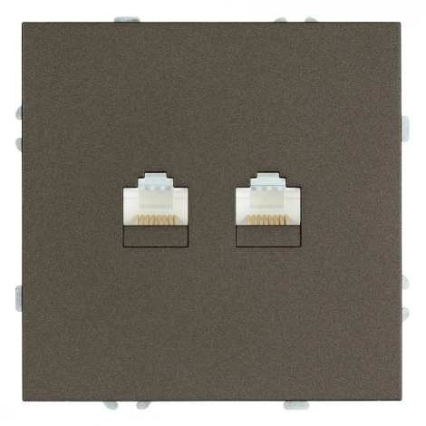 Розетка Ethernet RJ-45 двойная (антрацит, soft touch) Stekker Эмили 49926