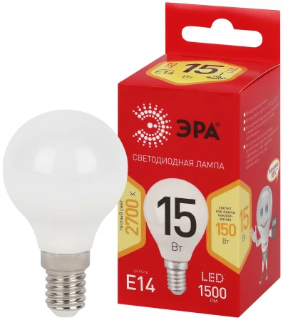 Лампочка светодиодная E14 15Вт ЭРА LED P45-15W-827-E14 R LED P45-15W-827-E14 R