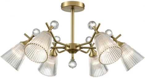 Потолочная люстра на штанге Lumion Aurica 8046/6C латунь/прозрачное стекло Е14 6*40W 220V